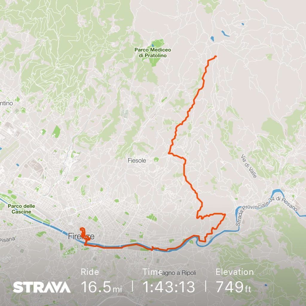 Bike ride from Fiesole to Florence.